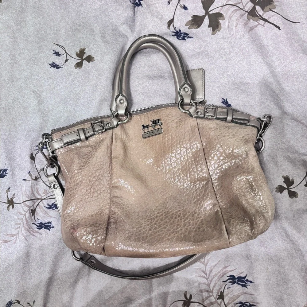 Coach Metallic Tan Leather Hobo Bag